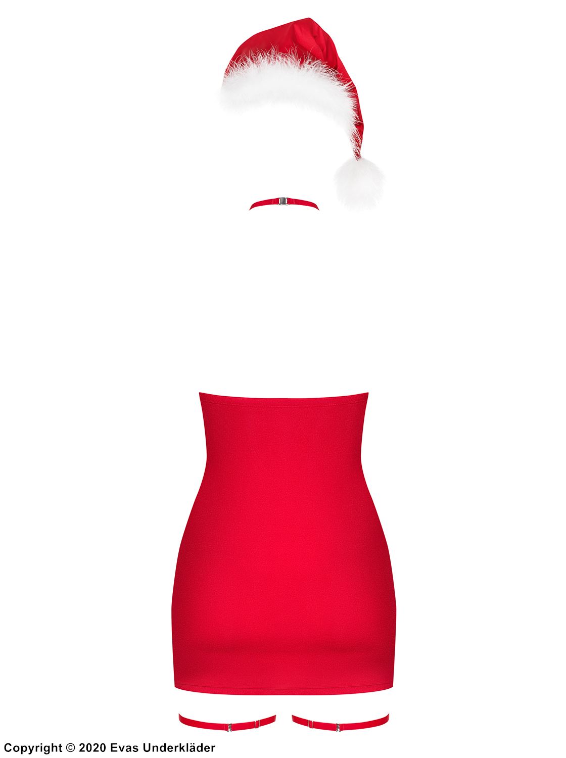 Female Santa Claus, romantic mini dress, bows, collar